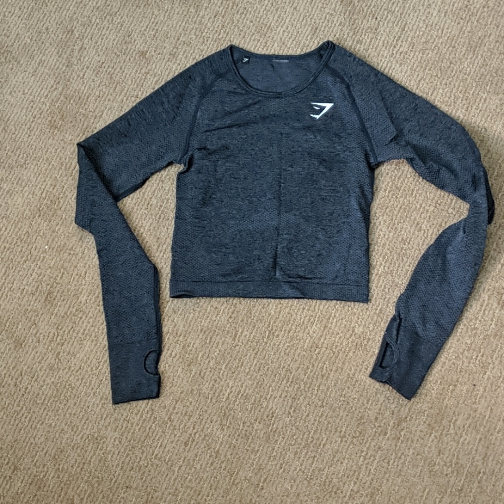 Gymshark Seamless Long Sleeve Crop Top Charcoal